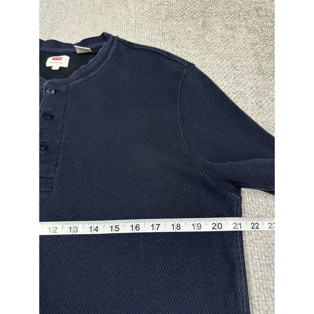 Levis‎ Thermal Henley Mens Large Blue Long Sleeve Y2K Grunge